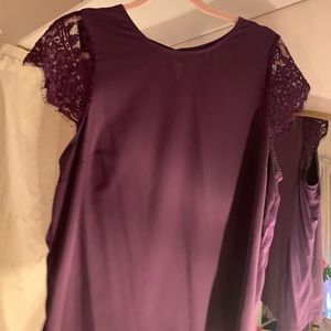 Merona XL Purple Top with lace cap Sleeves